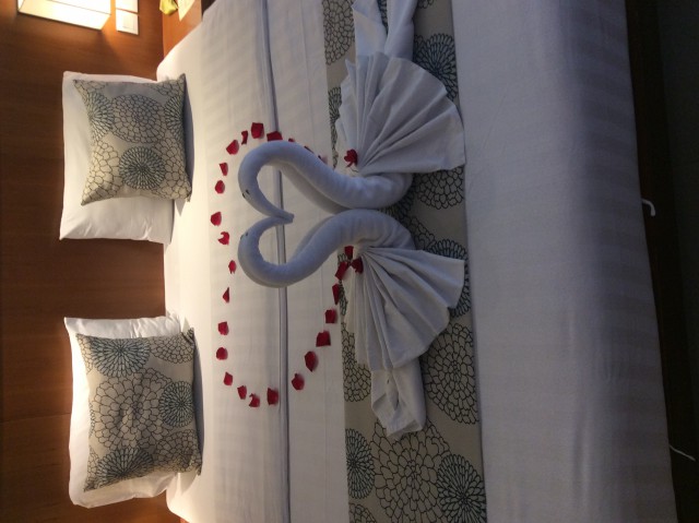 Вот так нам красиво оформили постель в отеле Woodlands