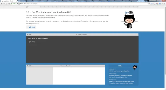 Рисунок 3. Интерактивный курс по Git