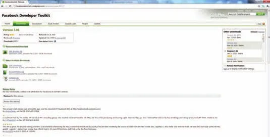 Рисунок 3. Facebook Developer Toolkit
