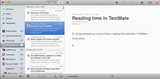 Основное окно Reader